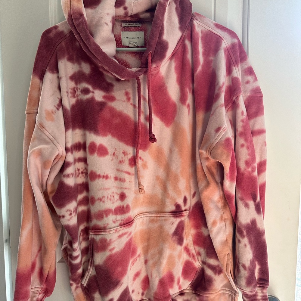 Tie-Dye Hoodie in Red and Pink